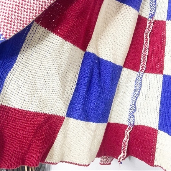 ** ModCloth simply snuggly patchwork red blue cardigan XS - Picture 4 of 10